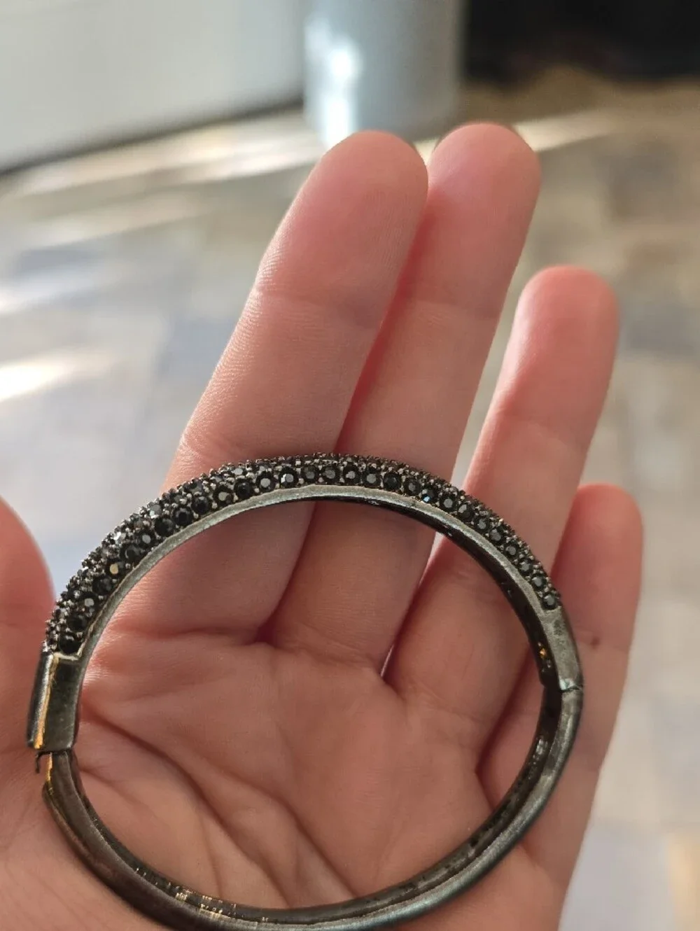 Lia Sophia Glitterati Hinged Bangle Bracelets - Set of 2